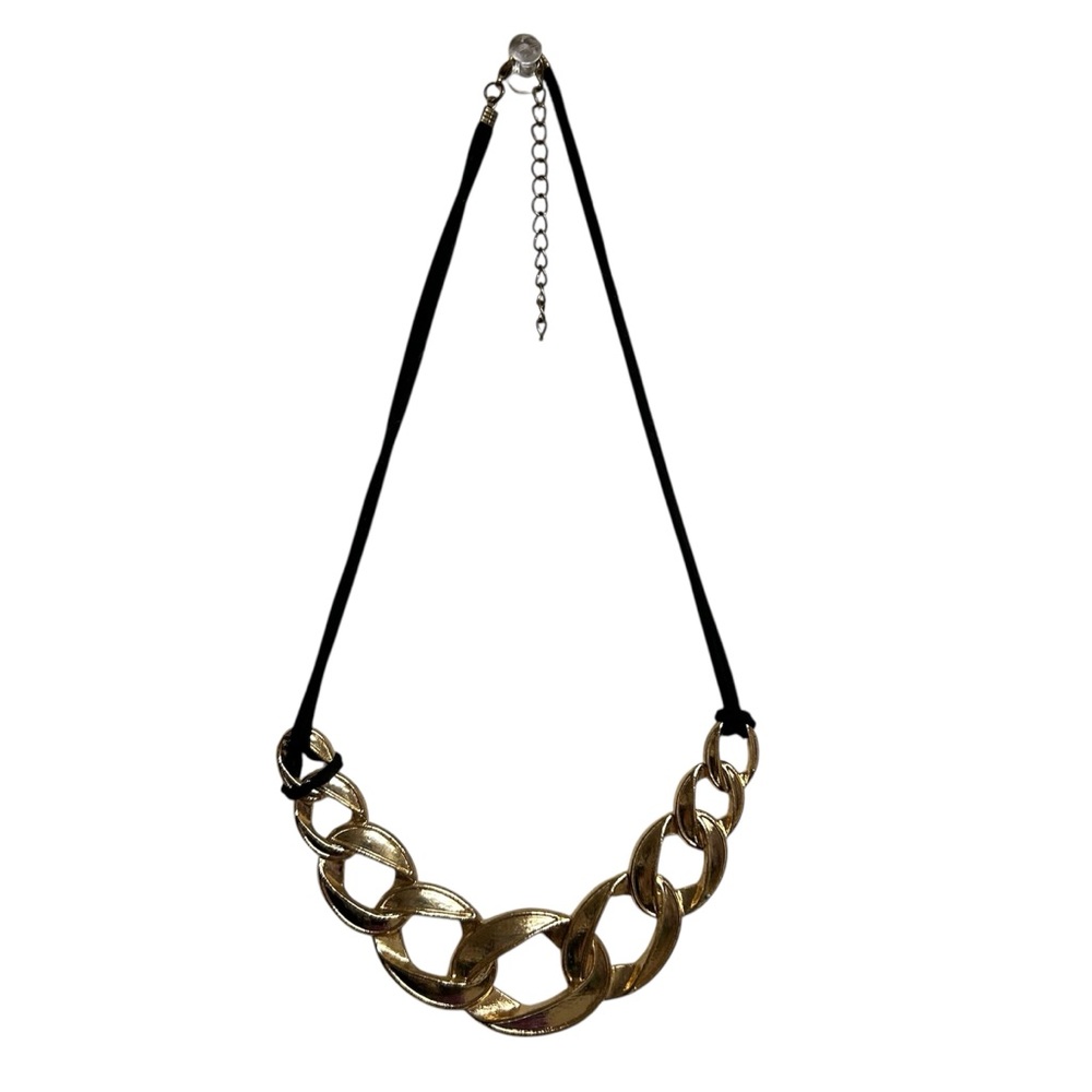 Gold Necklace with Black Cord